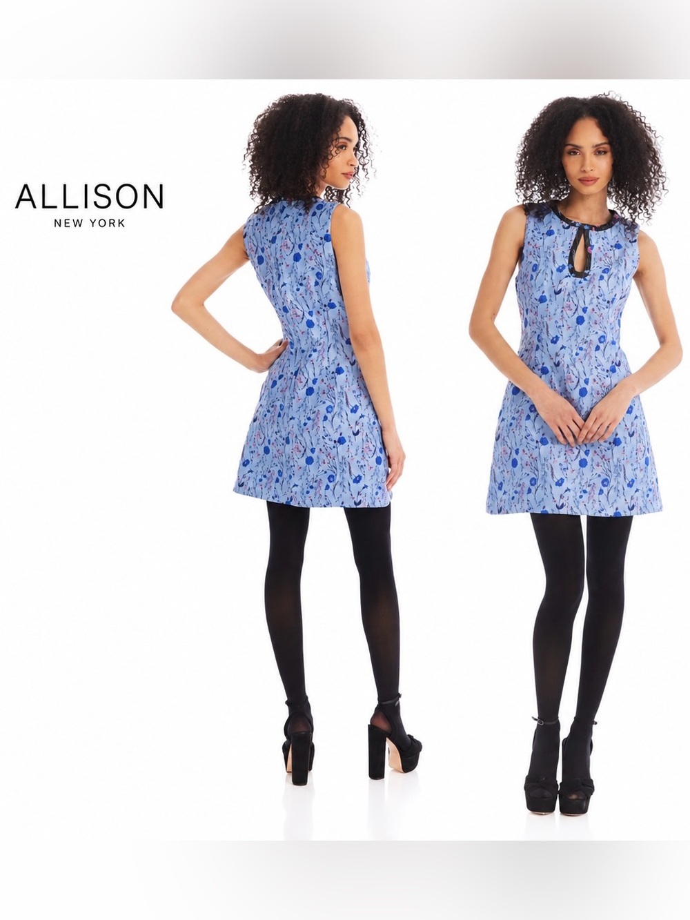 NWT Allison New York Kate Dress Blue Floral A-Line  Small